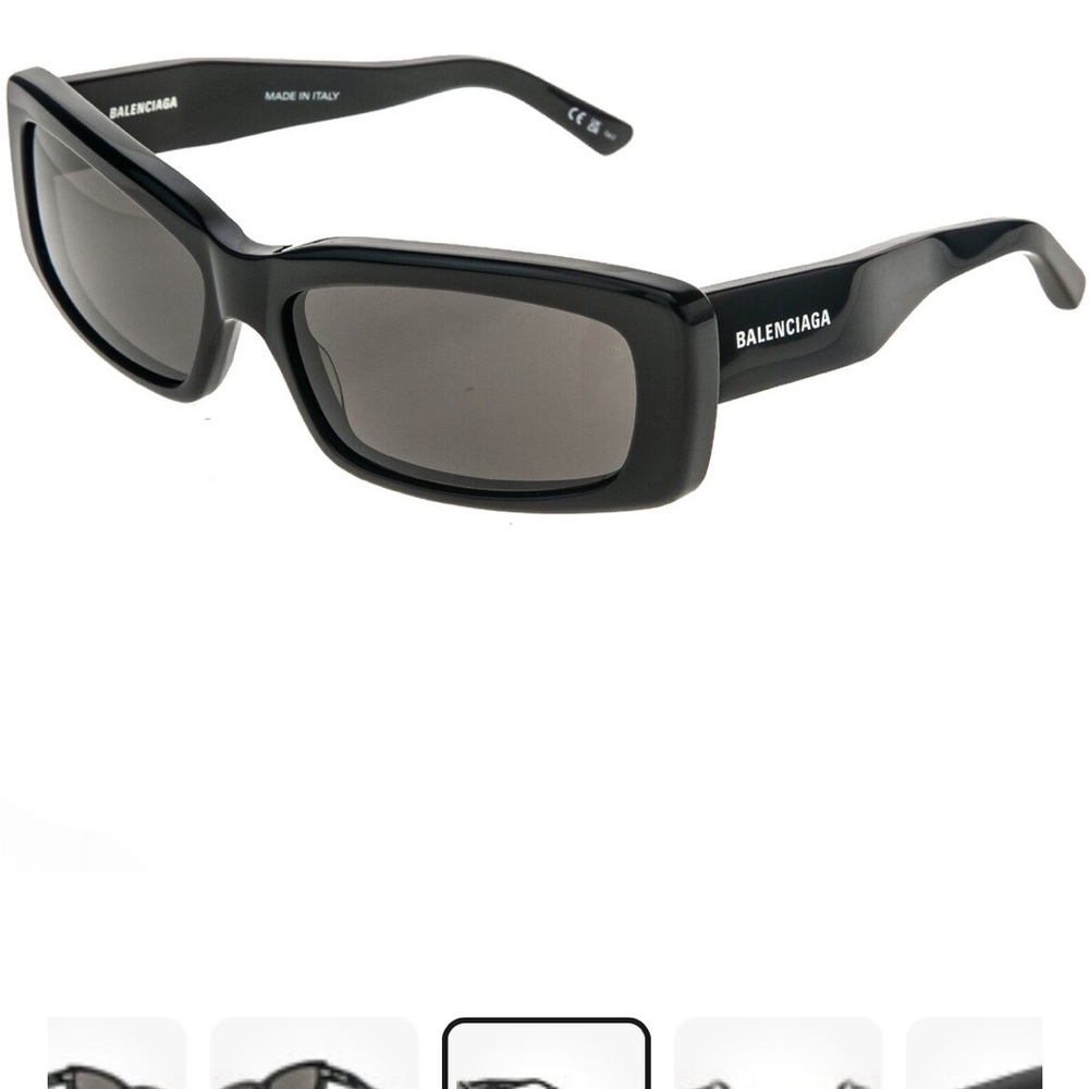 Balenciaga Black Rectangular Sunglasses